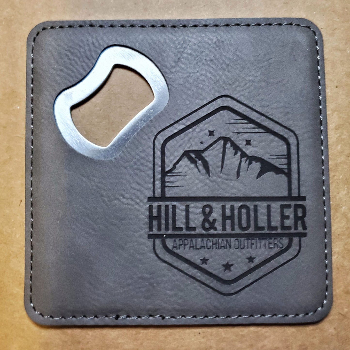 Hill & Holler Gray Bottle Opener Coaster