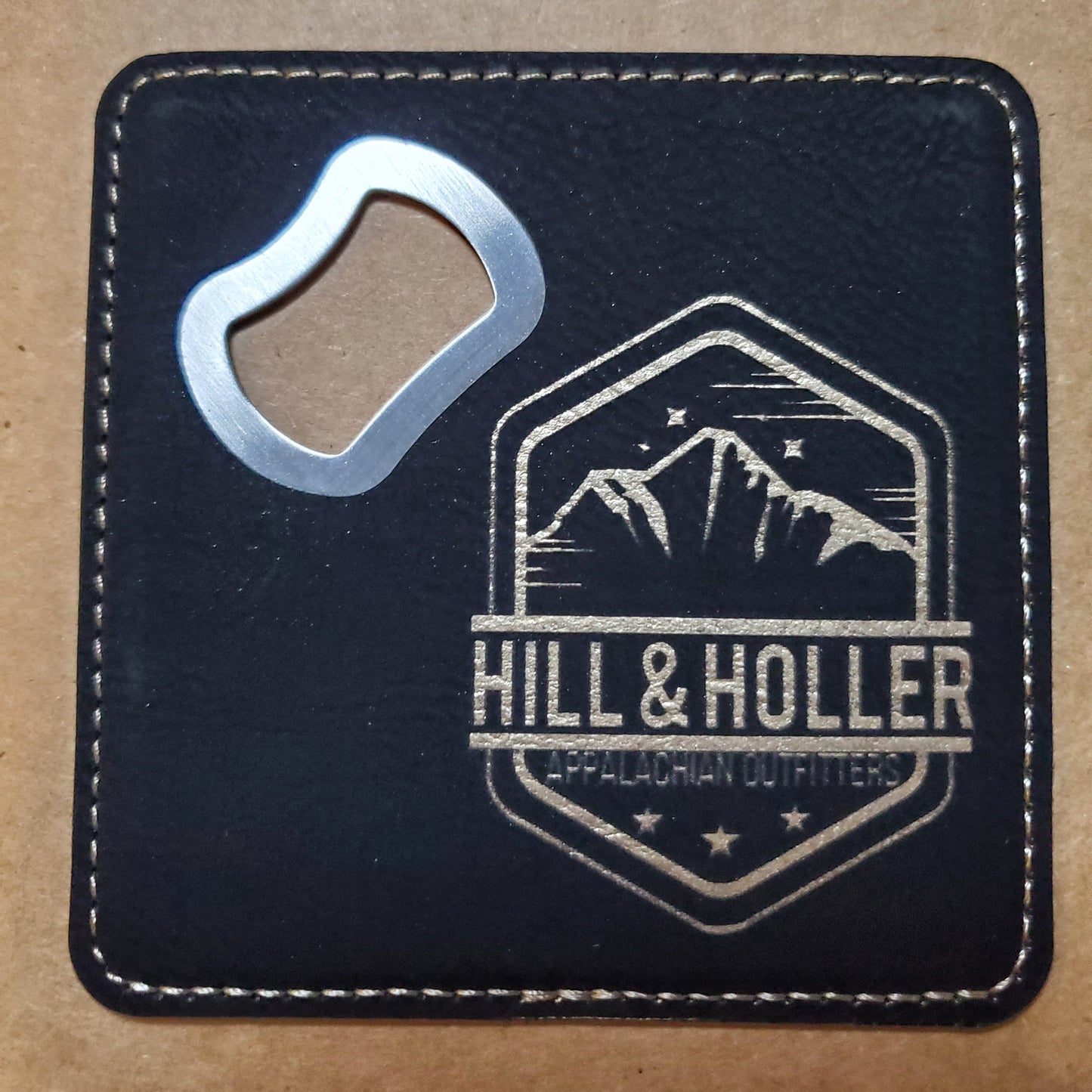 Hill & Holler Black Bottle Opener Coaster