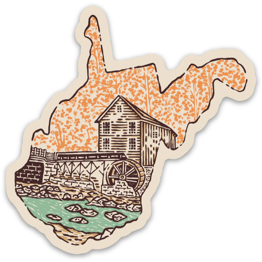 WV Babcock State Park Grist Mill Sticker