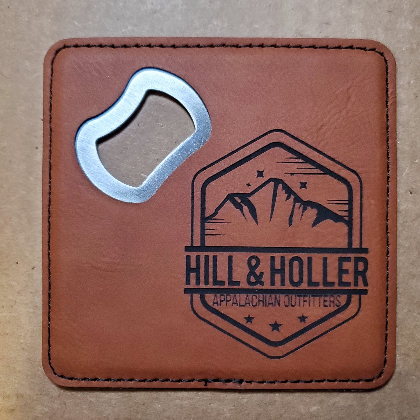 Hill & Holler Brown Bottle Opener Coaster