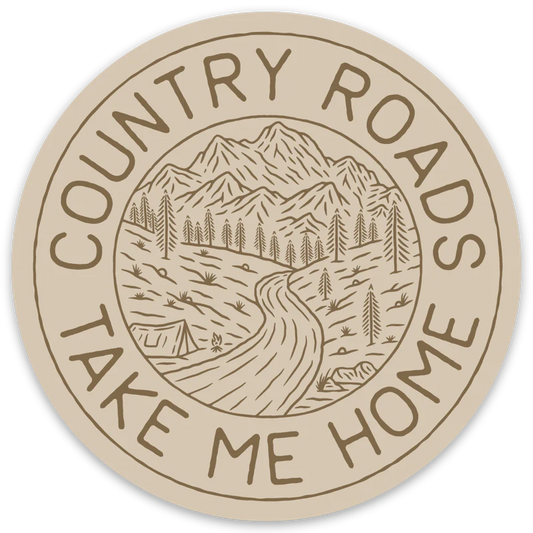 Country Roads Beige Round Sticker