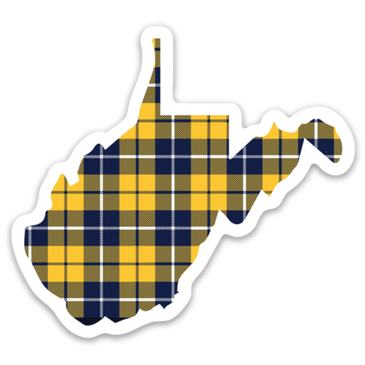 WV Plaid to the Bone (Blue and Gold) Sticker