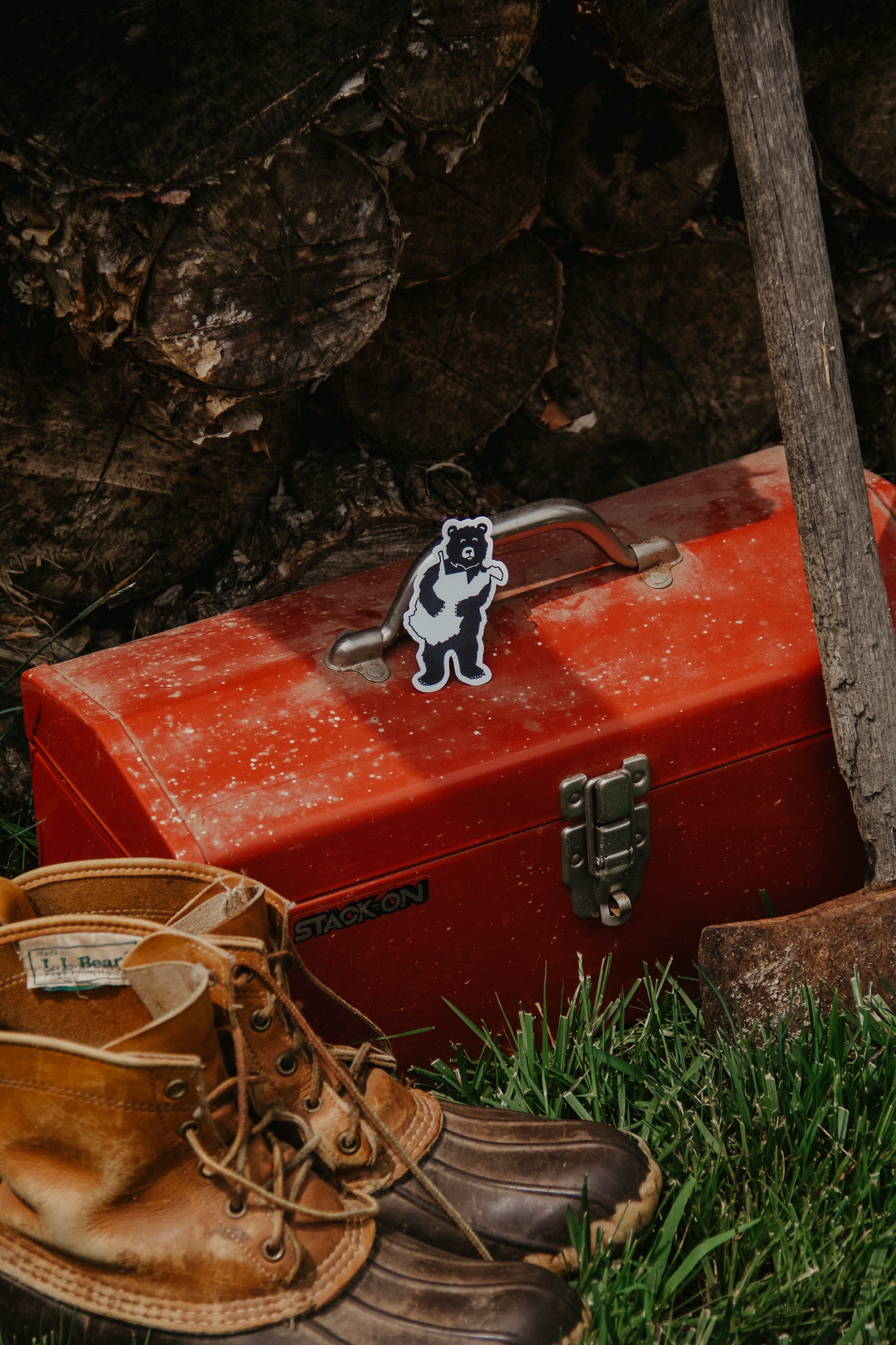 Black Bear Hug Sticker